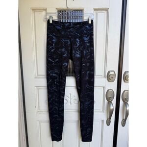 Ivivva by Lululemon Kids Black Blue Swirl Print Active Leggings‎ Size 14
